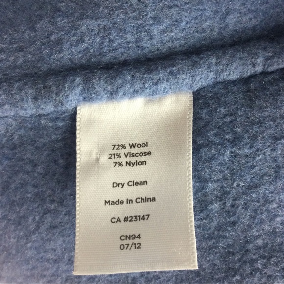 Talbots Wool Blend Double Breasted Notched Lapel 3/4 Sleeve Blue Pea Coat Sz 12P - Picture 10 of 10